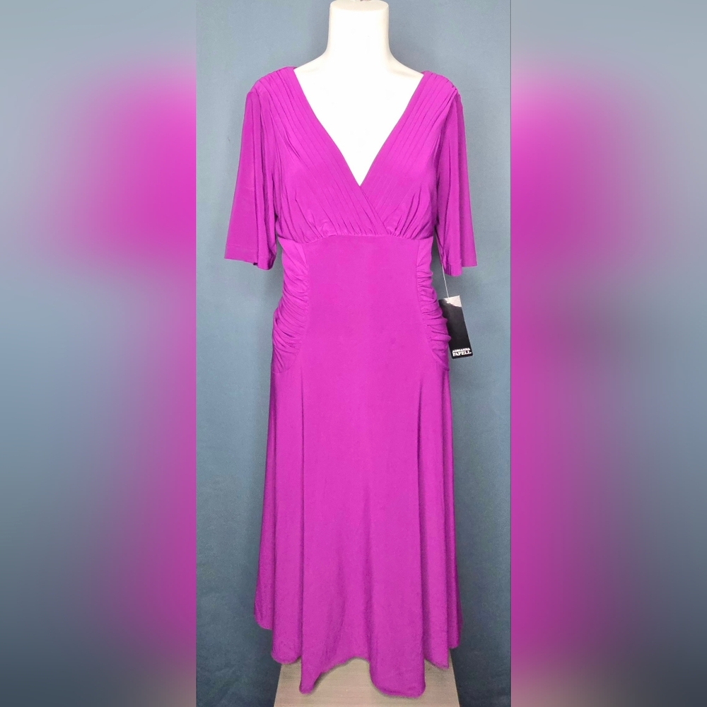 Adrianna Papell Purple Pleated Structured Formal Wedding Guest Dress NWT Size8